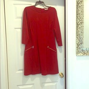 Red 3/4 sleeve Red dress
